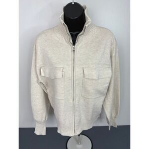 Weekend Women's Full Zip Mock Neck Wool Blend Sweater Vaporous Gray Size Small